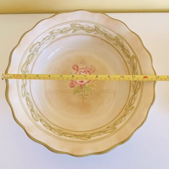 Vtg 222 Fifth Cheri’s Roses Large Serving Bowl Salad Centerpiece Decorative Bowl - Picture 3 of 9